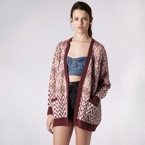 Topshop Angora Blend Boyfriend Cardigan Relaxed Open Front Sweater Small